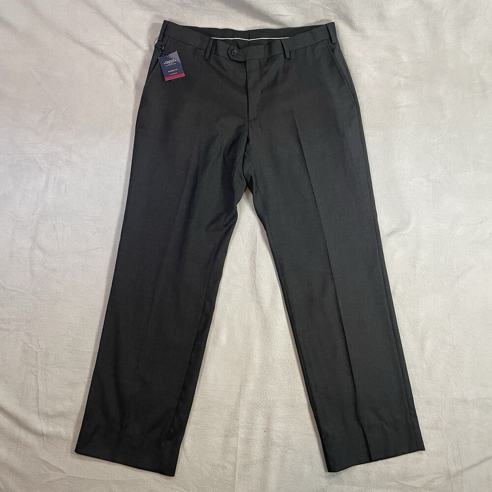 New Charles Tyrwhitt Men's 36x32 Classic Fit Twill Suit Pants 100% Wool Charcoal